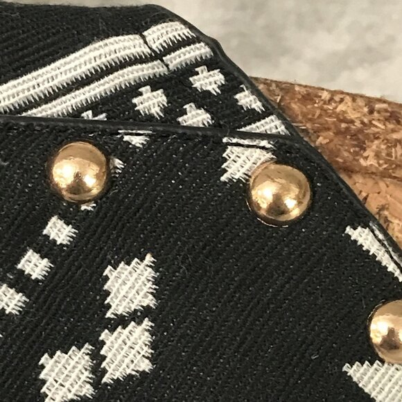 Volatile Sandals Womens Size 6 Black White Aztec Wedge Cork Platform Studded - Picture 8 of 8